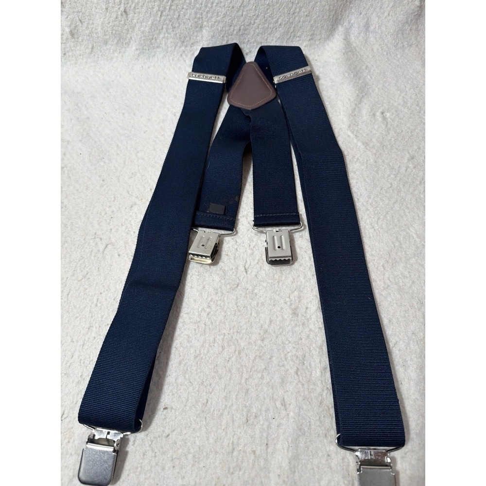 Carhartt Suspenders Mens One Size Navy Brown Clip On Rugged Workwear Adjustable